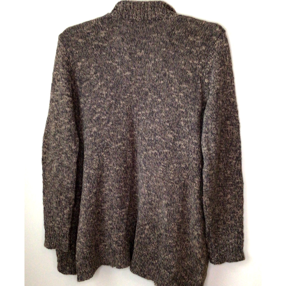 CAbi Brown/Gray Marled Open Front Long Cardigan Cotton Style 880 Size L - Picture 6 of 9